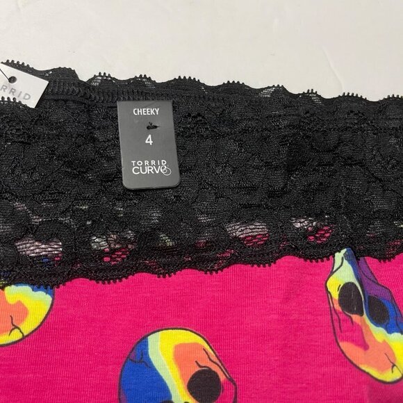 Torrid Womens NWT Pink Black Rainbow Skull Cotton Mid-Rise Cheeky Panty 4X - Picture 5 of 7